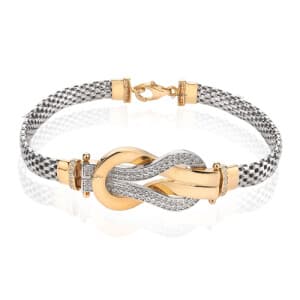 دستبند طلا طرح فرد دوبل مدل نگیندار با زنجیر جسیکا کد CB534