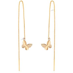 گوشواره بخیه ای طلا طرح پروانه کد LE717