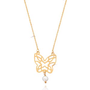 گردنبند طلا طرح پروانه کد XN456