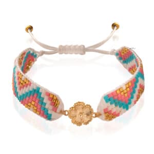 دستبند میوکی با پلاک طلا طرح شادی کد XB662