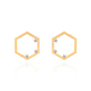 گوشواره طلا از کالکشن آژین طرح شش ضلعی کد CE550