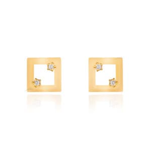 گوشواره طلا از کالکشن آژین طرح مربع کد CE551