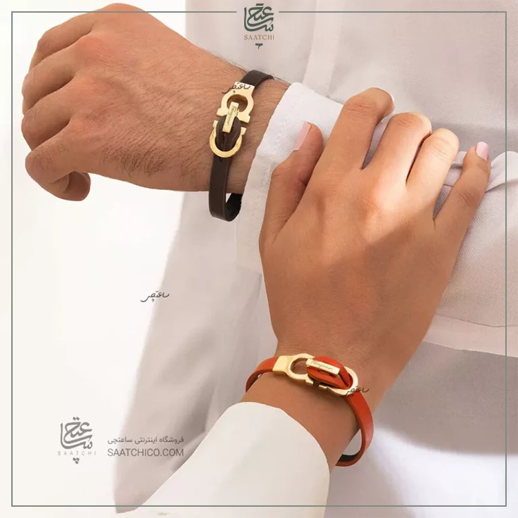 ست دستبند چرم طلا