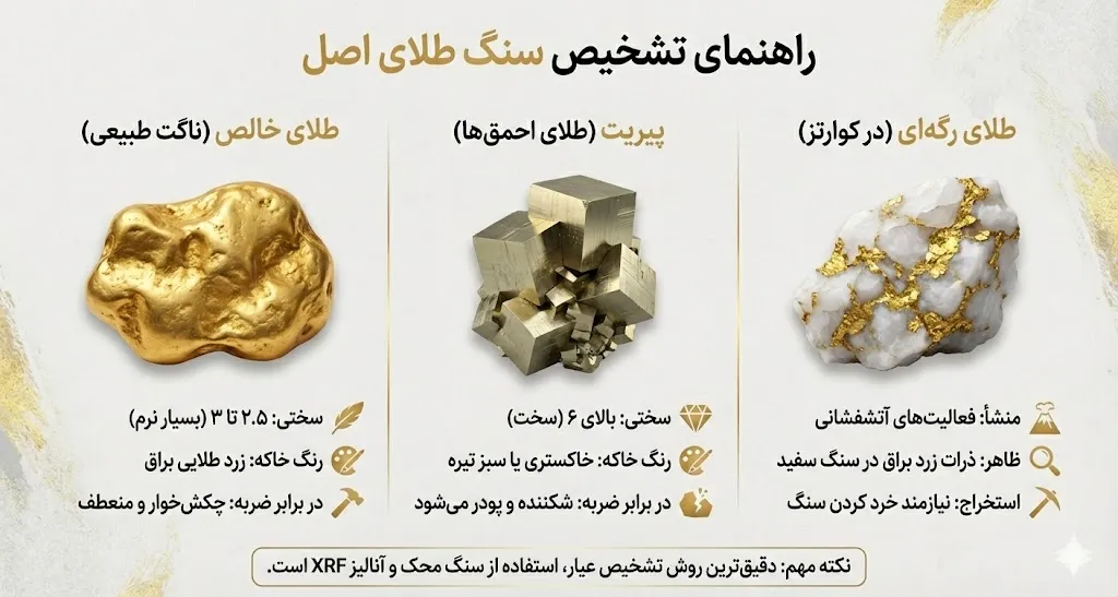 راهنمای تشخیص سنگ طلا