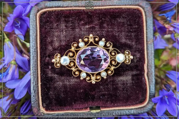 انگشتر طلا با سنگ آماتیس