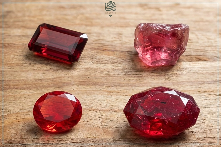 مقایسه ظاهری یاقوت سرخ با سنگ گارنت و تورمالین