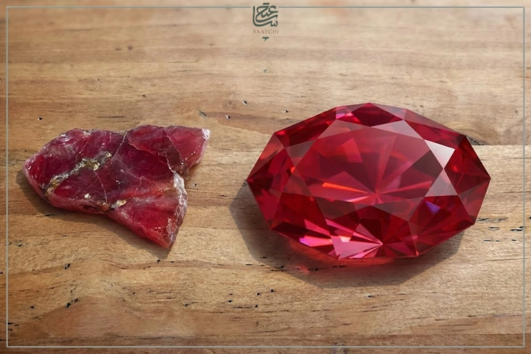 تفاوت درخشش یاقوت اصل با تکههای شیشه قرمز بدلی
