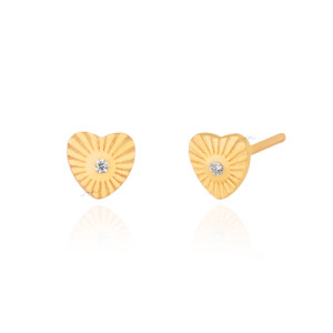 گوشواره طلا طرح قلب تک نگین کد CE560