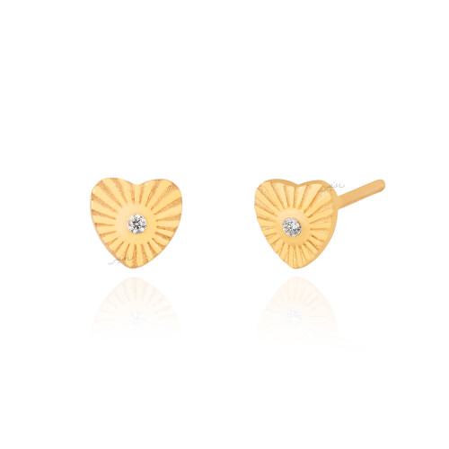 گوشواره طلا طرح قلب تک نگین کد CE560
