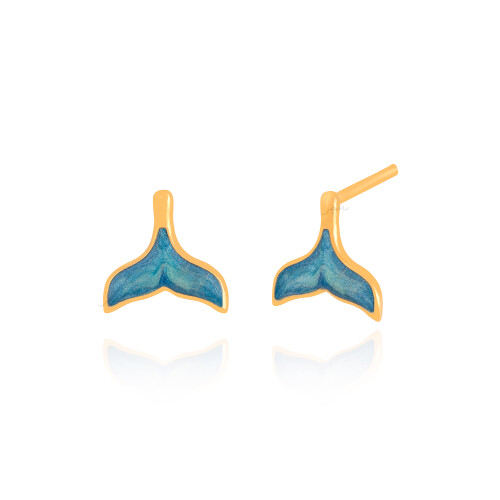 گوشواره طلا طرح دم وال میناکاری کد CE561