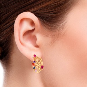 گوشواره طلا زنانه طرح پروانه مولتی کالر کد CE315