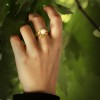 انگشتر طلا زنانه طرح شاخه گل با مروارید کد CR336