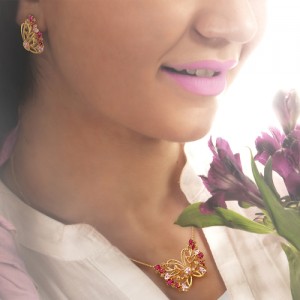 نیم ست طلا زنانه طرح پروانه مولتی کالر کد CS312