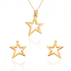 نیم ست طلا زنانه طرح ستاره کدLS603