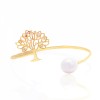 دستبند طلا زنانه طرح درخت زندگی با نگین و مروارید کد CB311