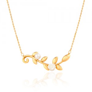 گردنبند طلا زنانه طرح شاخه گل کد XN117
