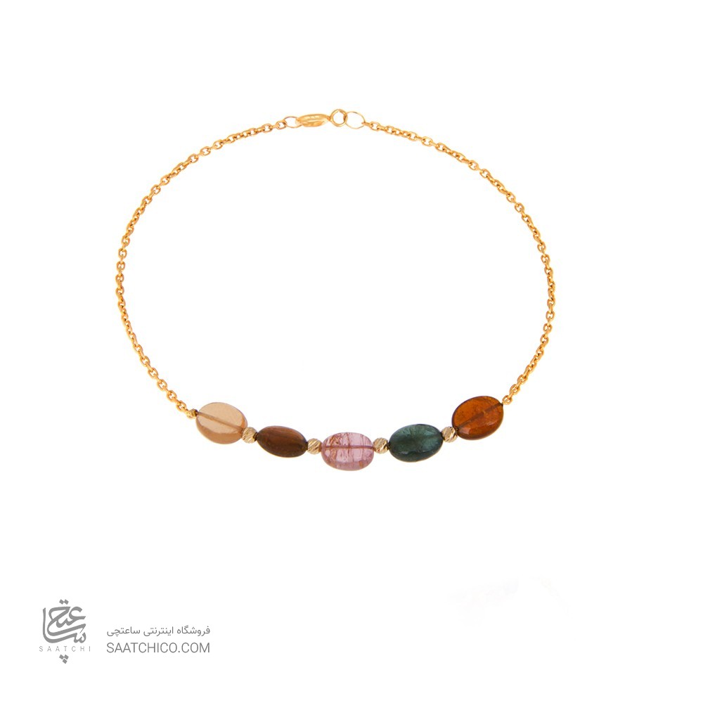 دستبند طلا زنانه با سنگ و گوی البرنادو کد XB818