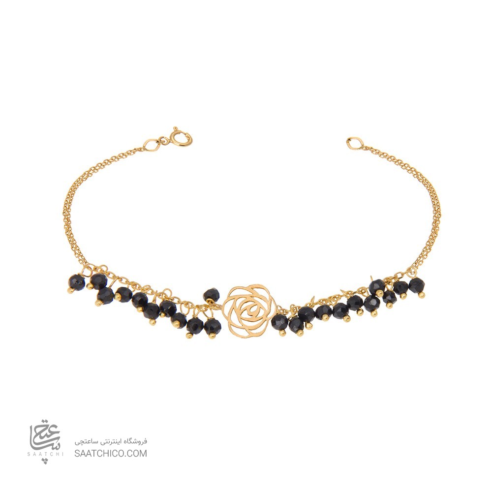 دستبند طلا زنانه طرح گل شنل با سنگ کد xb837