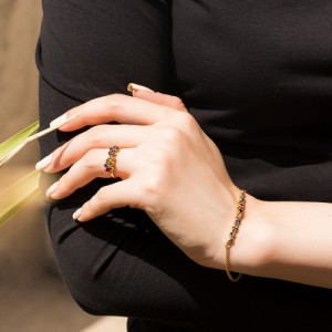 انگشتر طلا زنانه طرح مولتی کالر کد CR367
