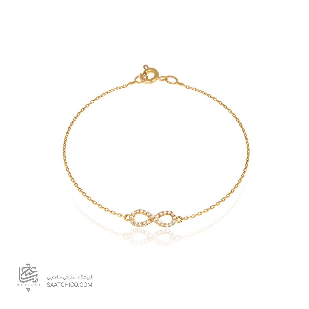 دستبند طلا زنانه طرح بینهایت با نگین کد CB327