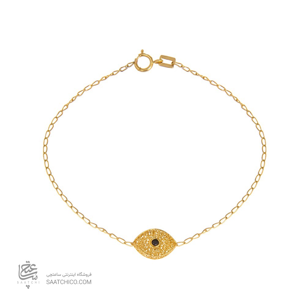 دستبند طلا زنانه طرح چشم با نگین رنگی کد CB331