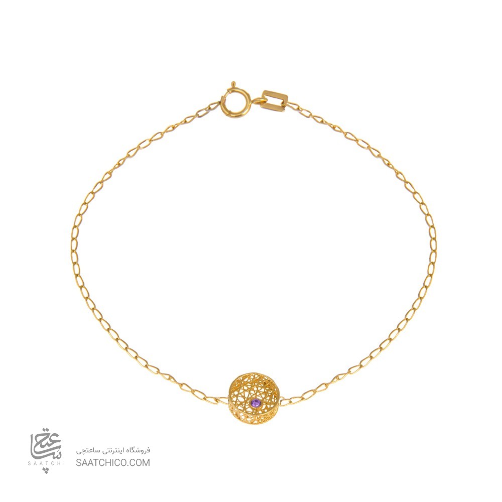 دستبند طلا زنانه طرح دایره با نگین رنگی کد CB332
