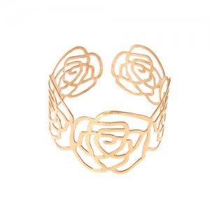 دستبند النگویی طلا طرح گل شنل کد LB101