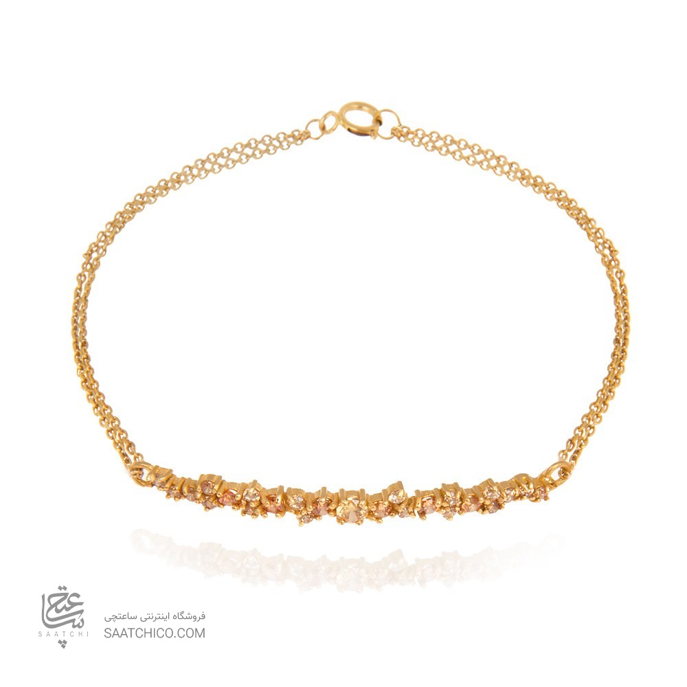 دستبند طلا زنانه با نگین به رنگ سیترین CB324A
