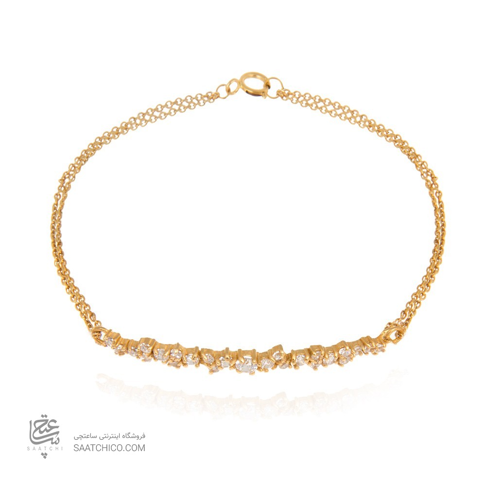 دستبند طلا زنانه با سنگ کوبیک زیرکونیا سفید کد CB324B