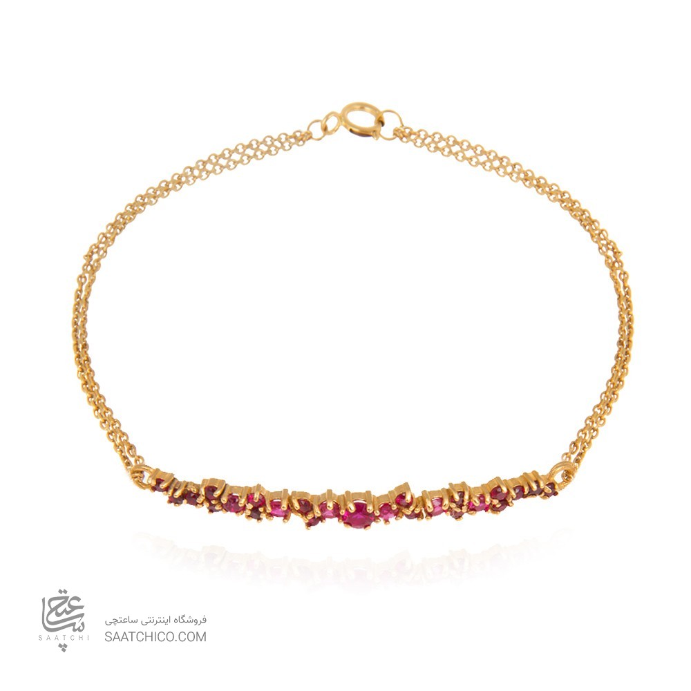 دستبند طلا زنانه با نگین به رنگ یاقوت قرمز کد CB324F