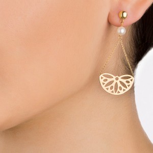 گوشواره طلا زنانه طرح گل با مروارید کد XE225