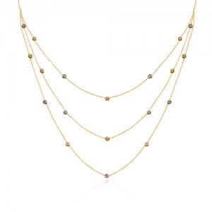 گردنبند طلا زنانه سه لایه با گوی البرنادو کد CN364