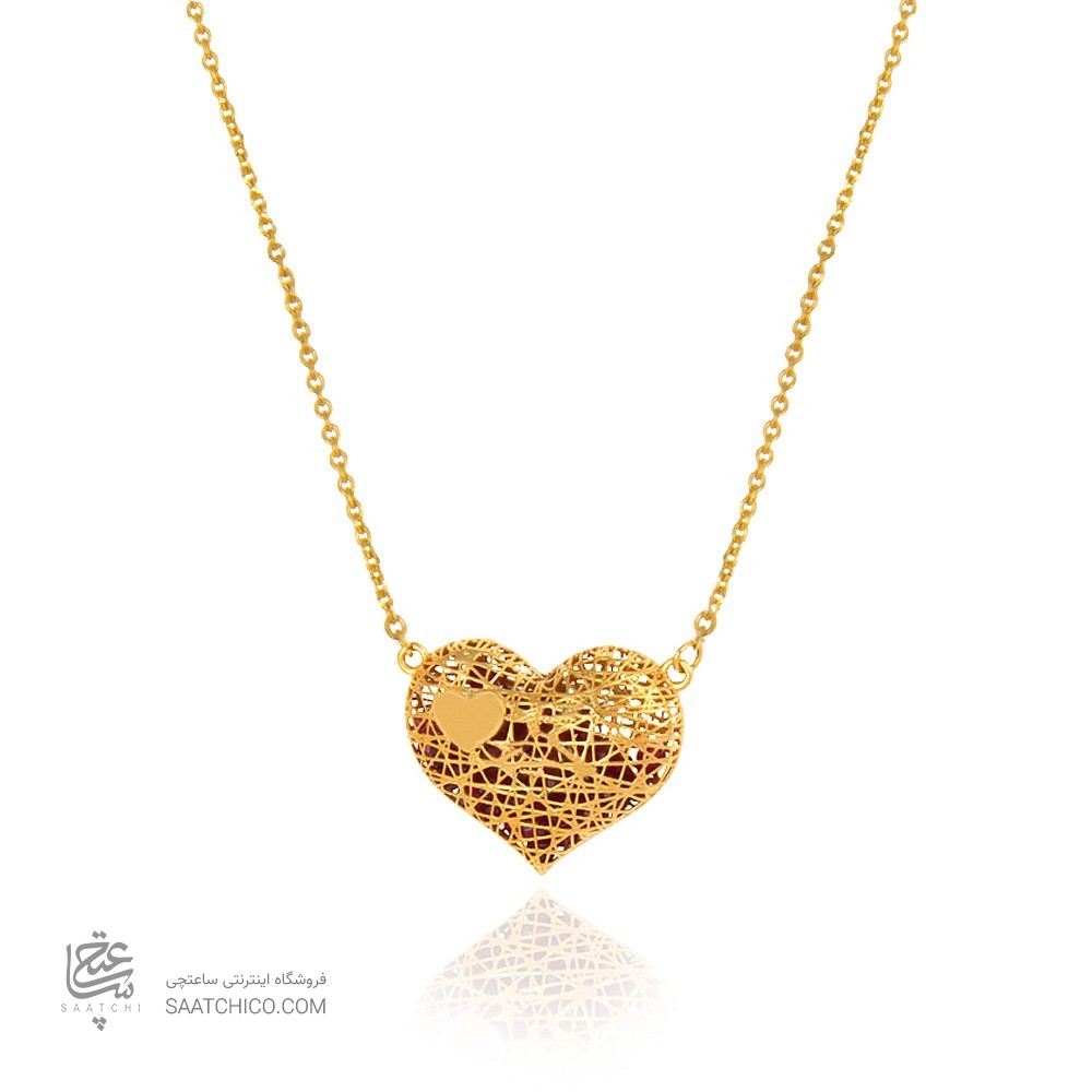 گردنبند طلا زنانه طرح قلب فیوژن توپر کد CN371