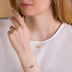 دستبند طلا زنانه طرح قلب فیوژن کد CB343