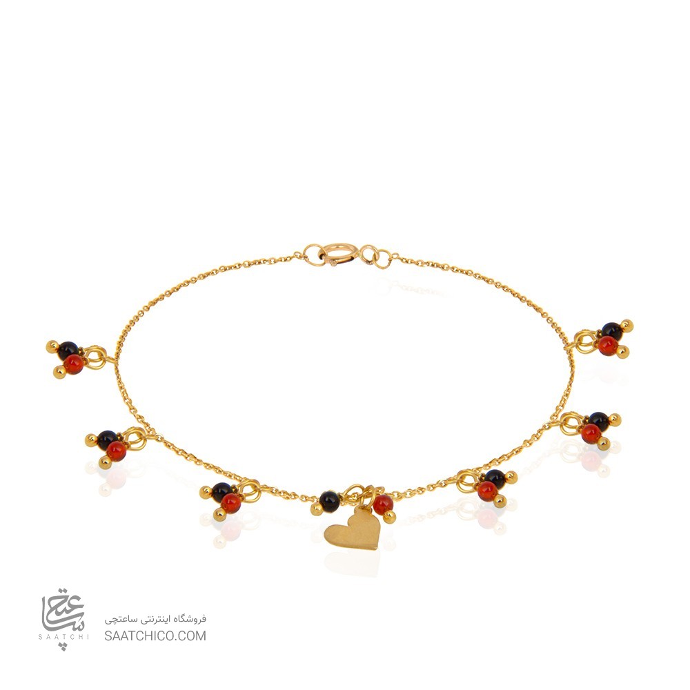 دستبند طلا زنانه طرح قلب ولنتاین با سنگ کد XB931