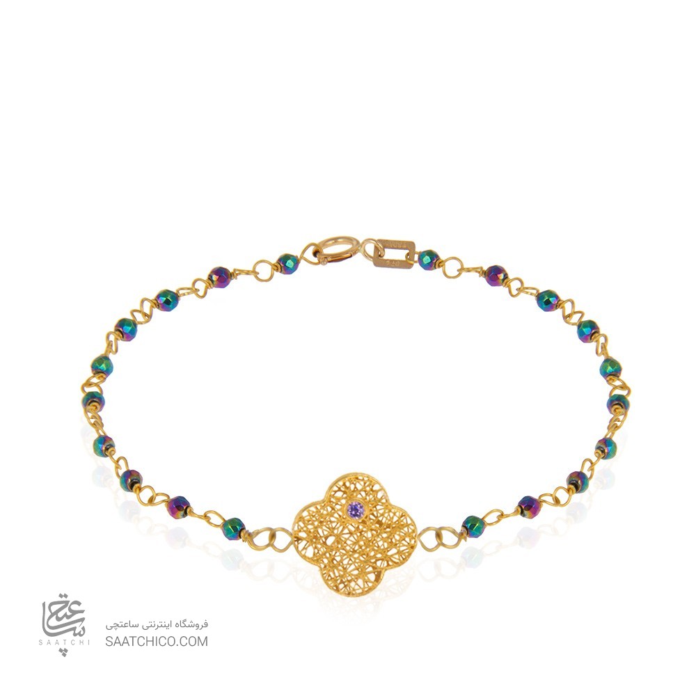 دستبند طلا زنانه طرح فیوژن ونکلیف با نگین و سنگ کد XB958