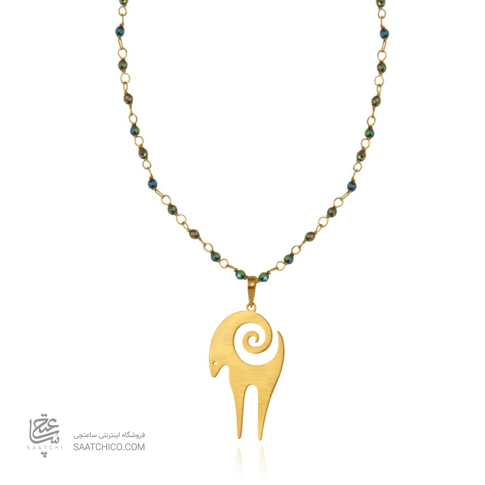 گردنبند رولباسی طلا زنانه طرح قوچ با سنگ کد xn626