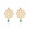 گوشواره طلا زنانه طرح اسلیمی با سنگ فیروزه کد XE230