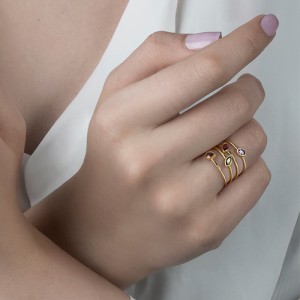 انگشتر طلا زنانه طرح تک نگین کد CR399
