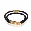 دستبند چرم و طلا مردانه طرح کارتیه کد mb114