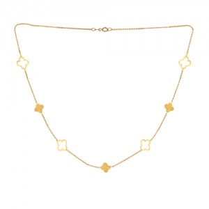 گردنبند طلا زنانه طرح گل چهار پر ونکلیف کد LN823