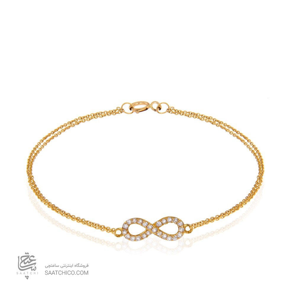 دستبند طلا زنانه طرح بی نهایت با نگین کد CB354