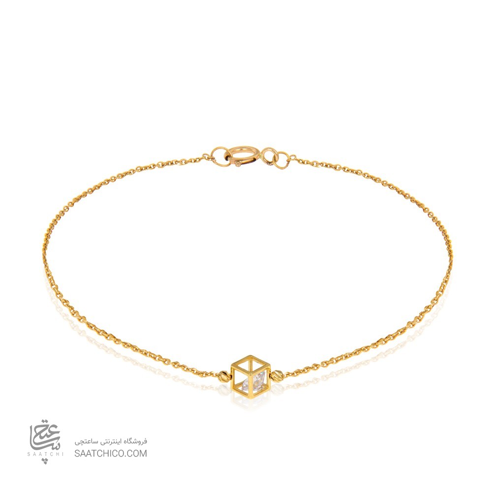 دستبند طلا زنانه طرح مکعب با کریستال (سایز کوچک) کد CB365