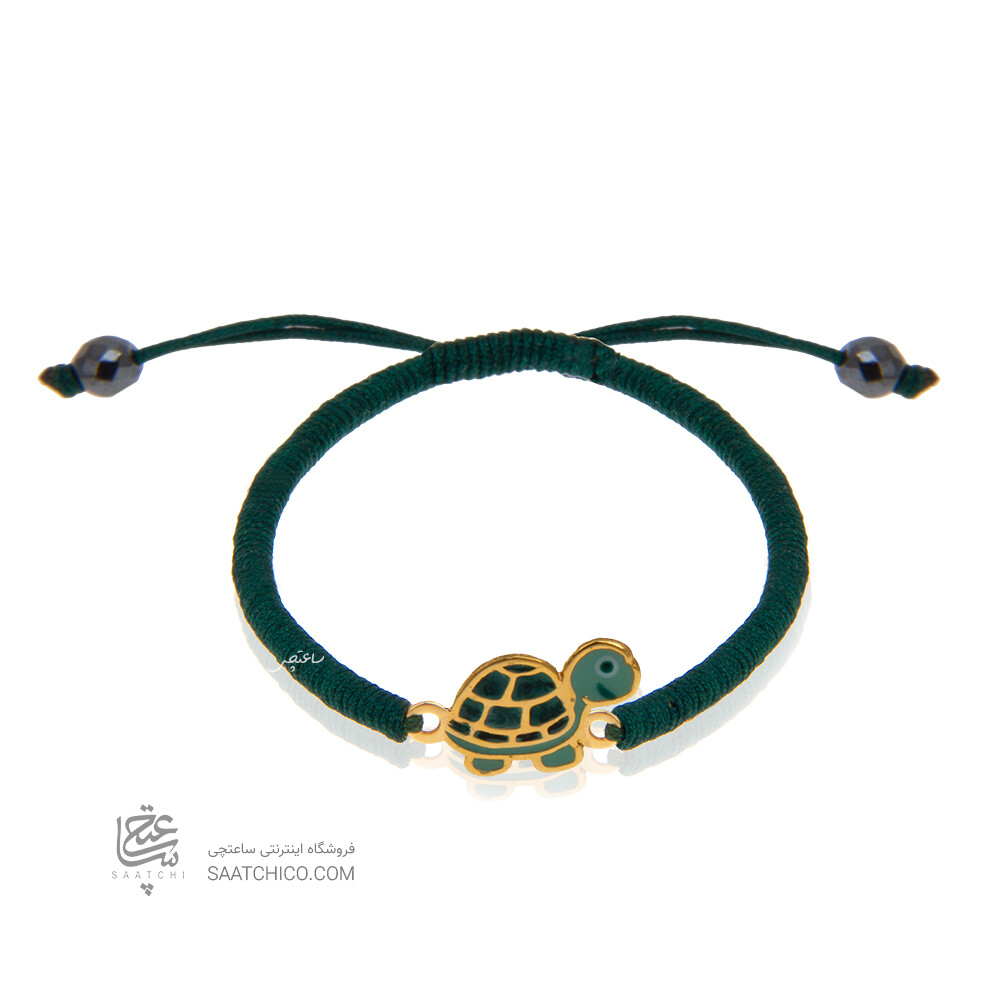 دستبند بافت کودک با پلاک طلا طرح لاکپشت کد KB337