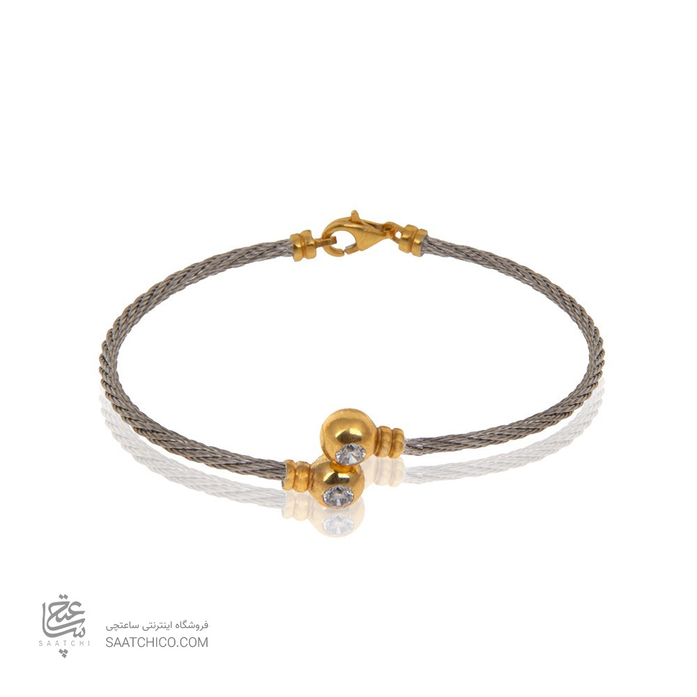 دستبند طلا زنانه طرح فرد با نگین کد cb370