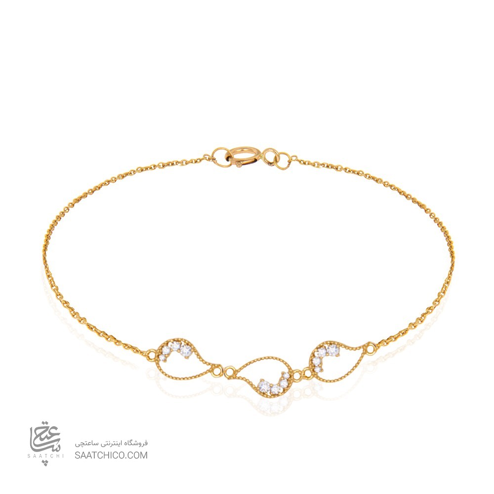 دستبند طلا زنانه طرح بته جقه با نگین کد cb302