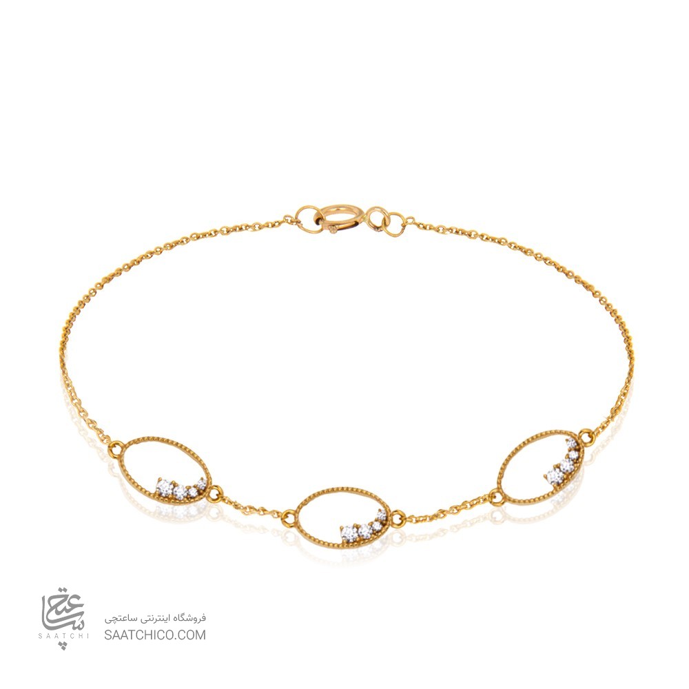 دستبند طلا زنانه طرح هندسی با نگین کد cb309