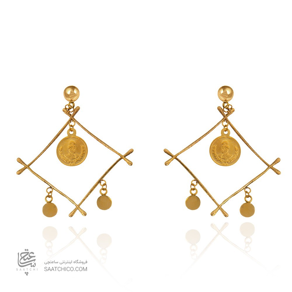 گوشواره طلا زنانه با سکه طرح احمدشاهی کد CE310