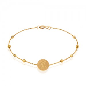دستبند طلا زنانه طرح لویی ویتون با گوی البرنادو کد LB108
