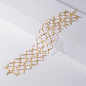 دستبند پهن طلا طرح لویی ویتون کد LB111